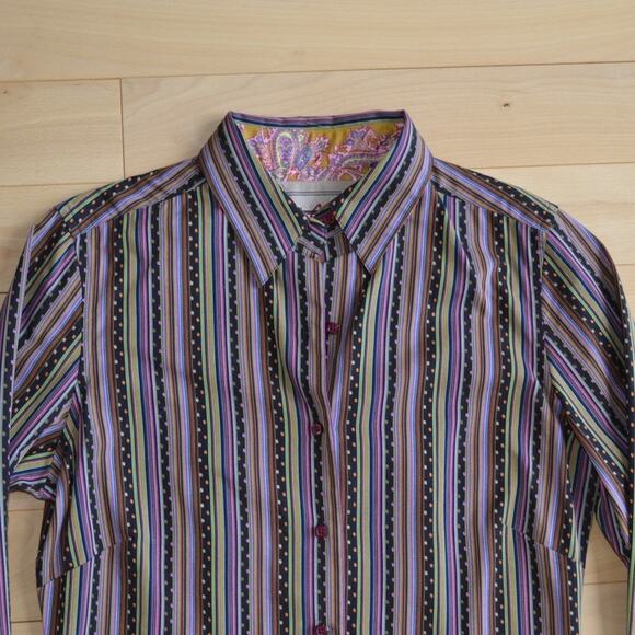 Robert Graham Button Down Shirt Size Striped Size Medium - Picture 2 of 4